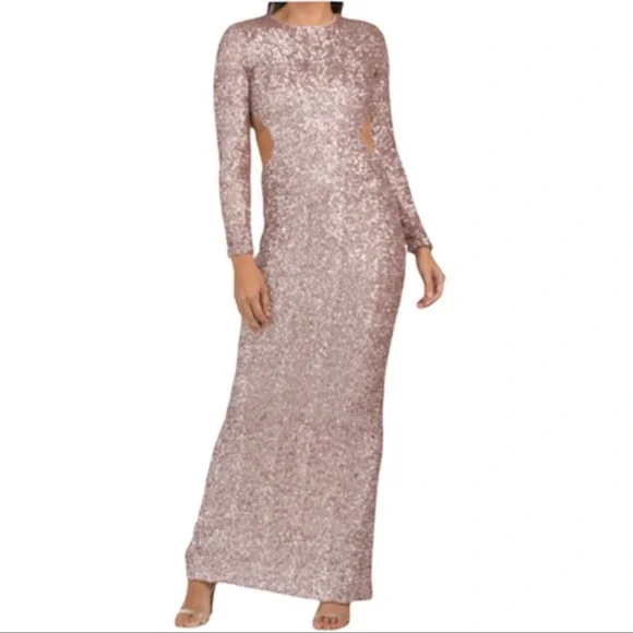dress the population rose gold sequin dress Dress The Population Janelle Mermaid Gown main image 0